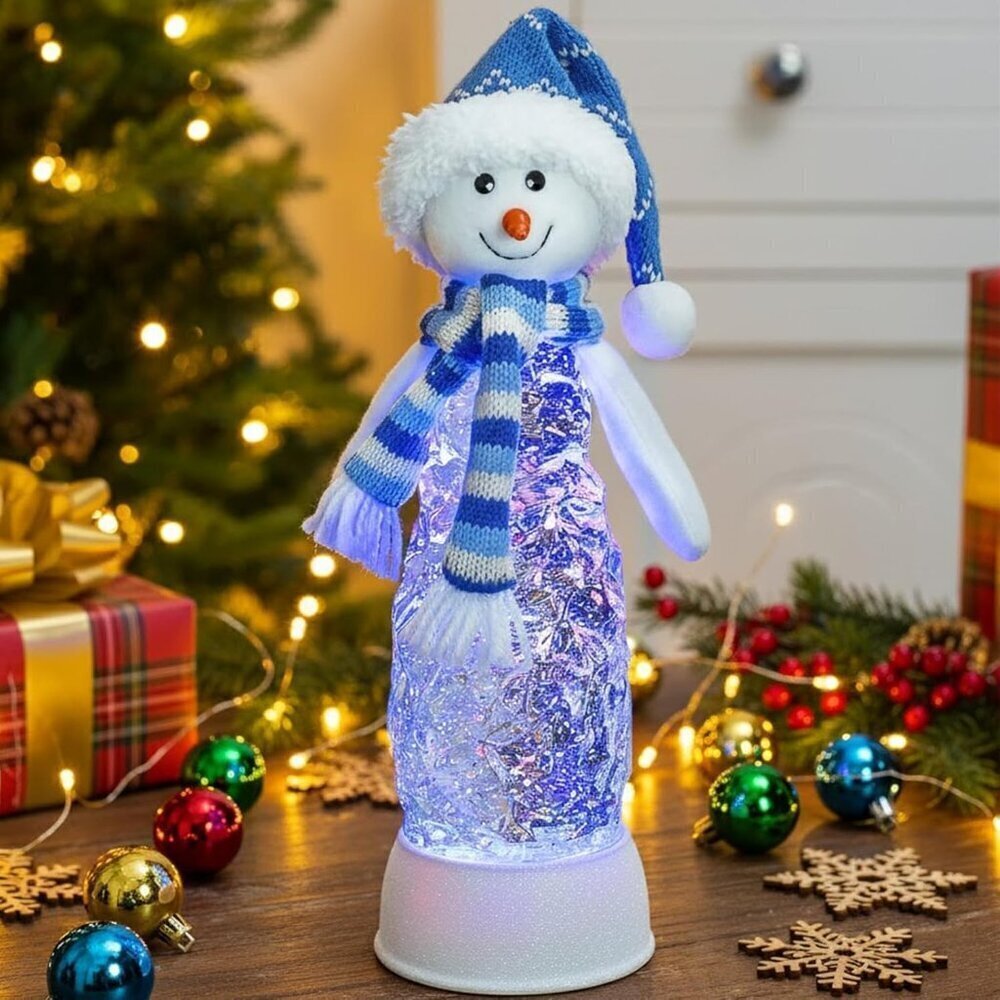 Christmas Snow Globe Battery Operated Lantern Indoor Decor Snowman With Music